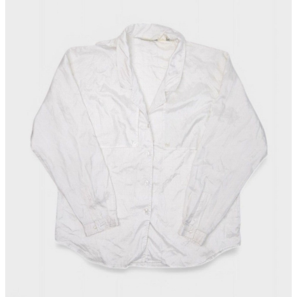 Diane Von Furstenberg Blouse Womens 12 White Long Sleeve Button Up Top Silky